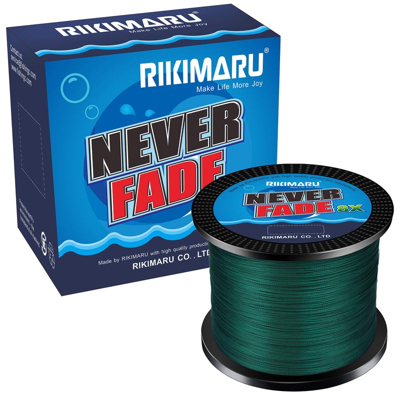 Rikimaru Never Fade 8X خط صيد مجدول 10-80LB 150-600Yds (600yds-Moss Green، 80LB-0.50mm (8 فروع)) - Image 1